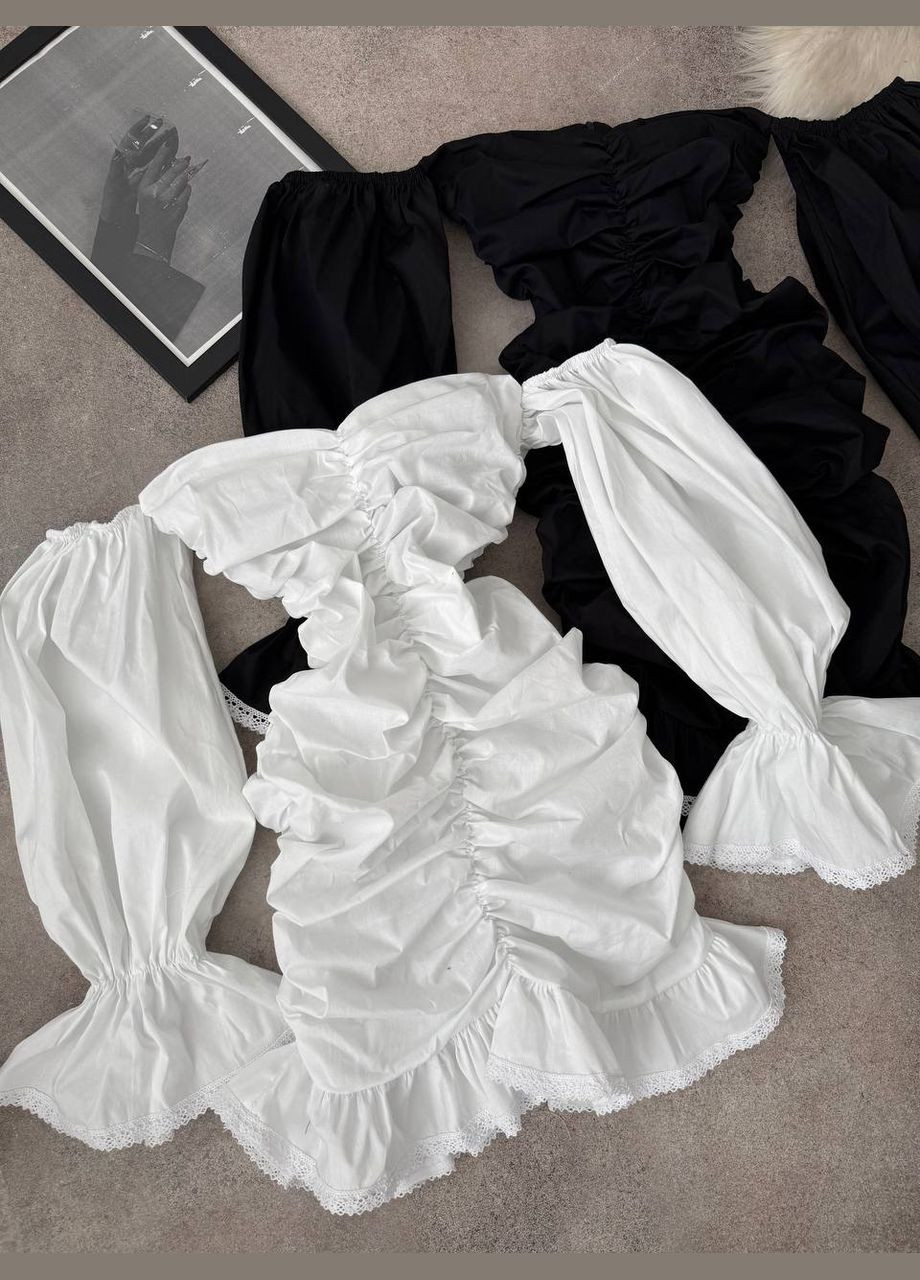 Белое коктейльное, вечернее платье с кружевом No Brand однотонное