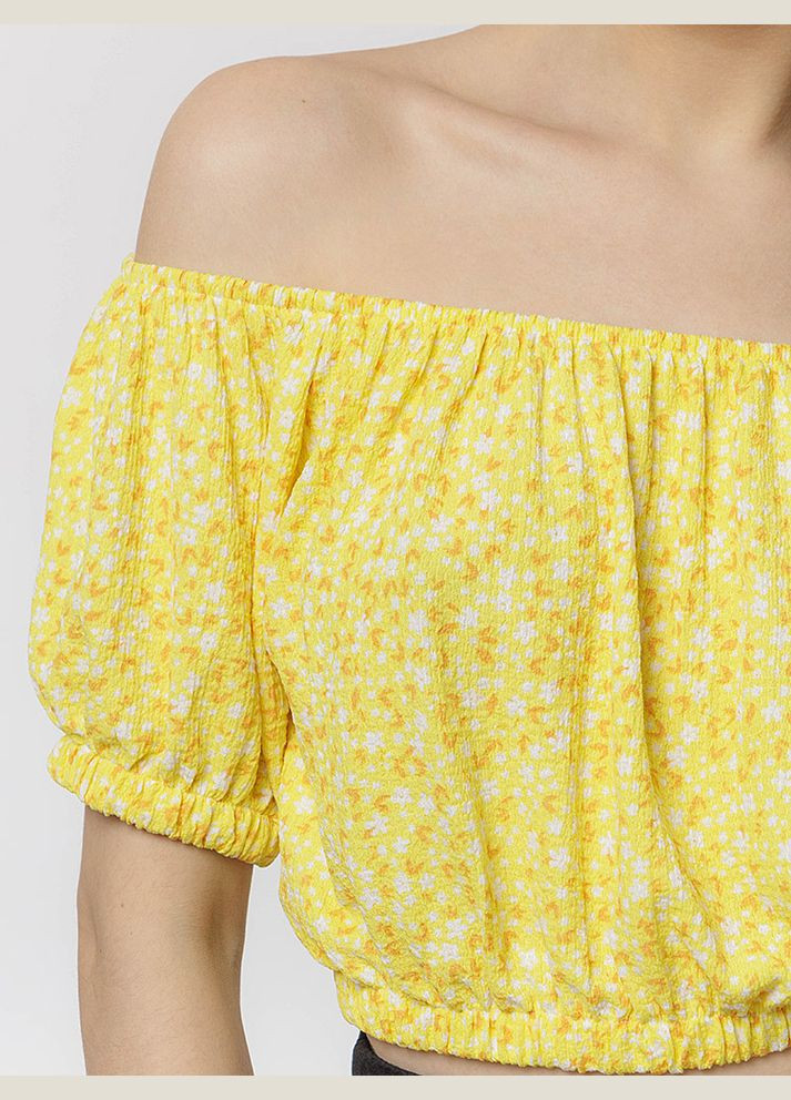 Жовта жіноча коротка блуза колір жовтий cb-00219019 Divon