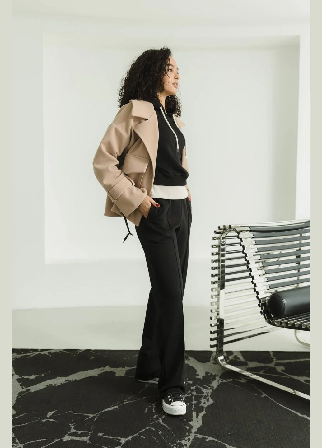 Бежевое демисезонное Укороченное пальто Seventeen