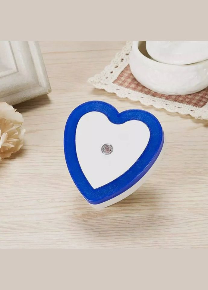 Неоновий светильник ночник Сердце с датчиком света DL в розетку синий Led (307471450)