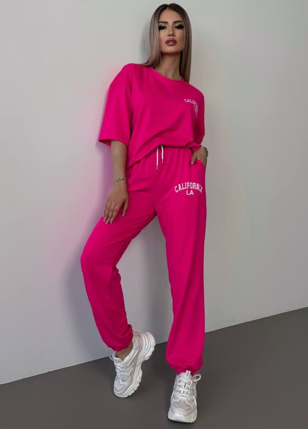 Базовий повсякденний оверсайз костюм двійка з накатом: футболка + джогери Tik-Tak (325401589)