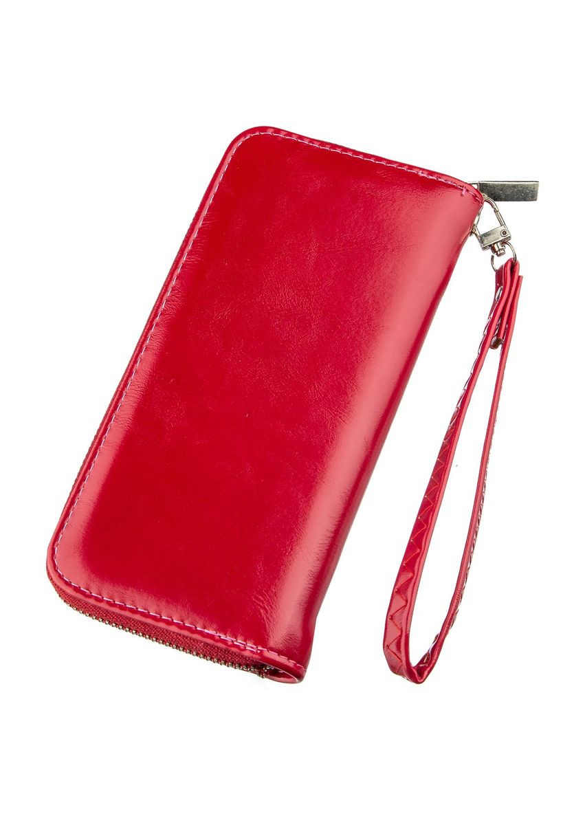 Жіночий гаманець на одну блискавку з екошкіри гладкий з монетницею 19037 Рожевий KIVI (306882150)