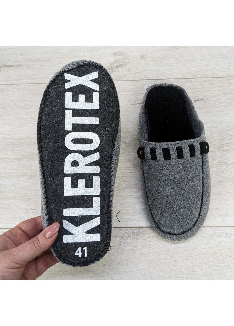 Серые тапочки мужские комнатные klerotex фетровые для ламината No Brand