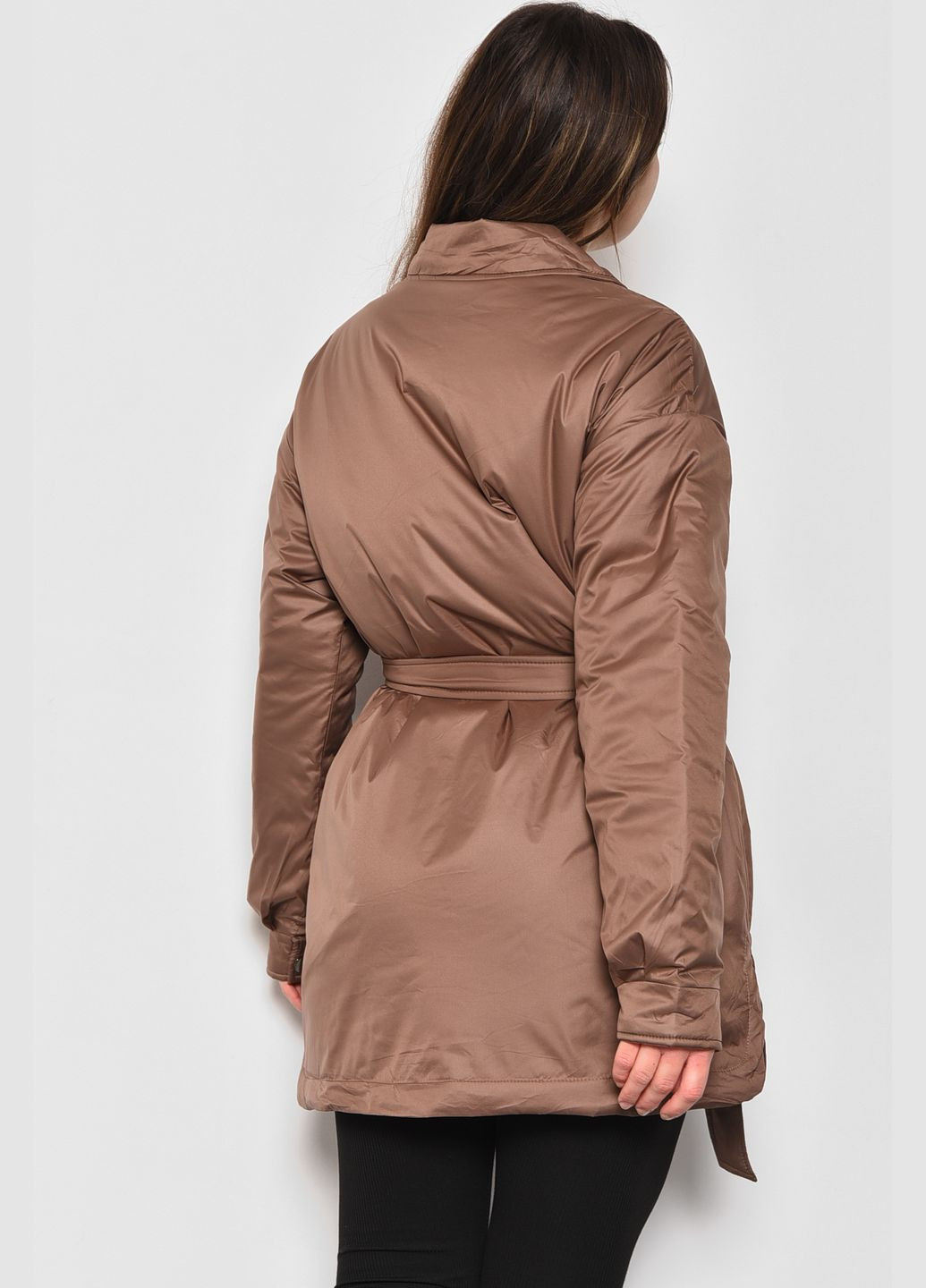 Коричнева демісезонна куртка жіноча демісезонна коричневого кольору Let's Shop