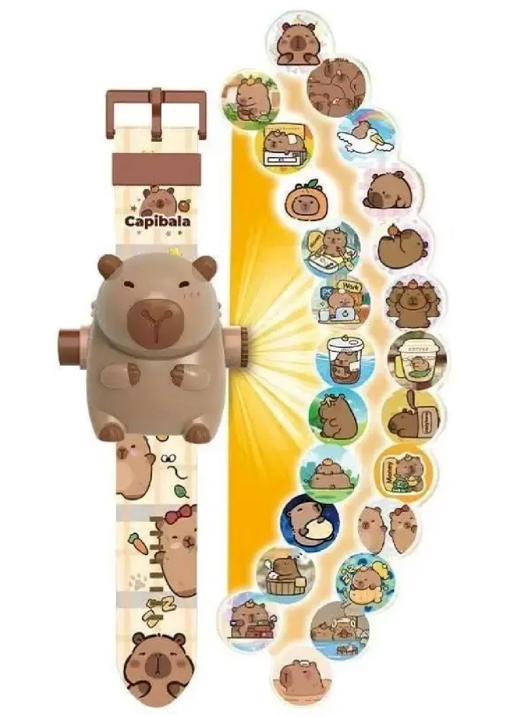 Детские наручные электронные пластиковые проекционные часы с капибарой для детей мальчиков девочек 24 картинки (481650-Prob) Unbranded (364630299)