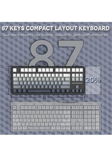 Беспроводная механическая Клавиатура GRADIENT + наклейки укр раскладки, RGB Подсветка ATTACK SHARK X87 (363555662)