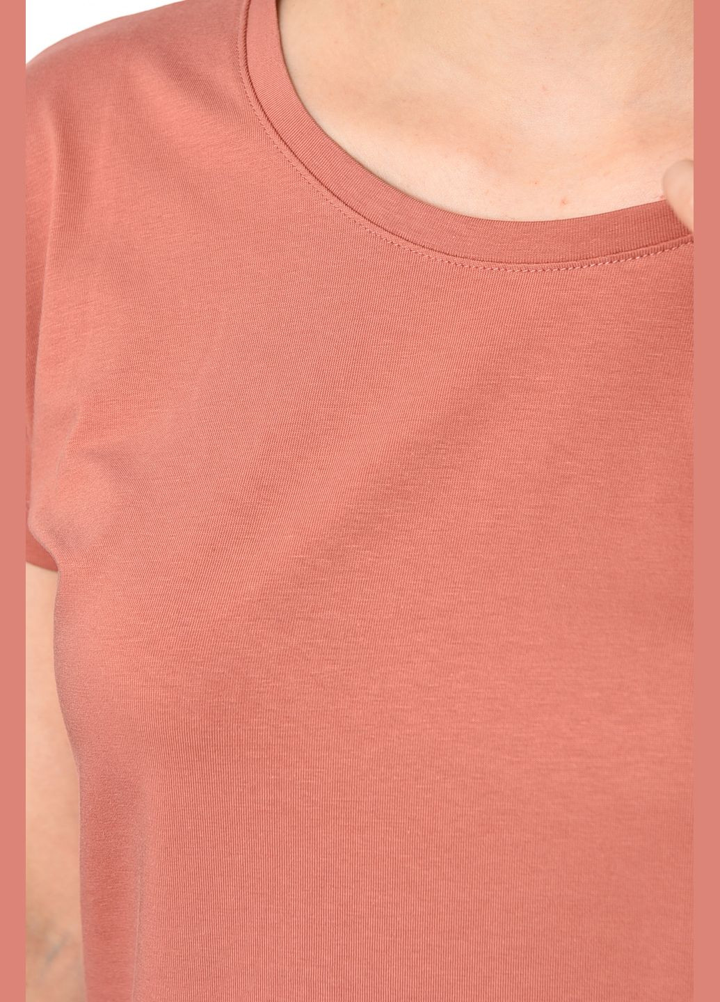 Розовая летняя футболка женская однотонная розового цвета Let's Shop