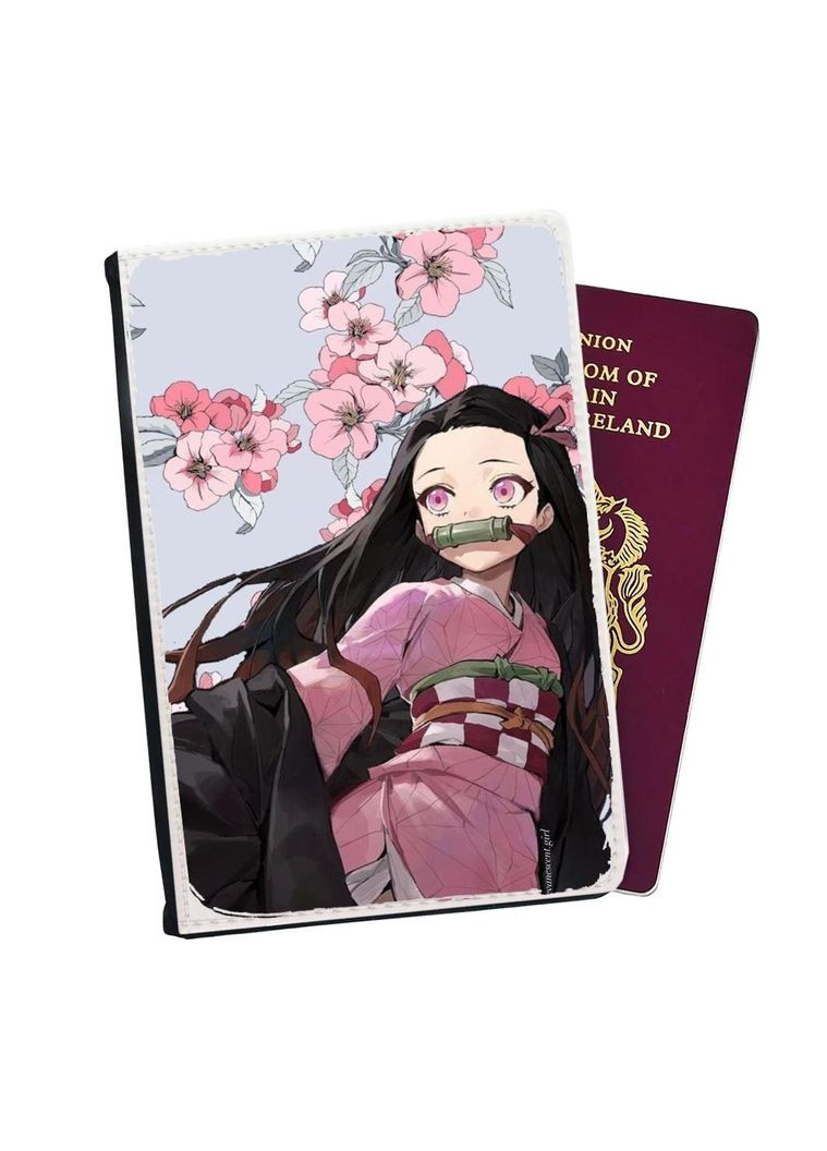 Обложка (портмоне) на паспорт, автодокументы с отсеками Аниме Клинок, уничтожающий демонов #021 Черный No Brand (317553128)