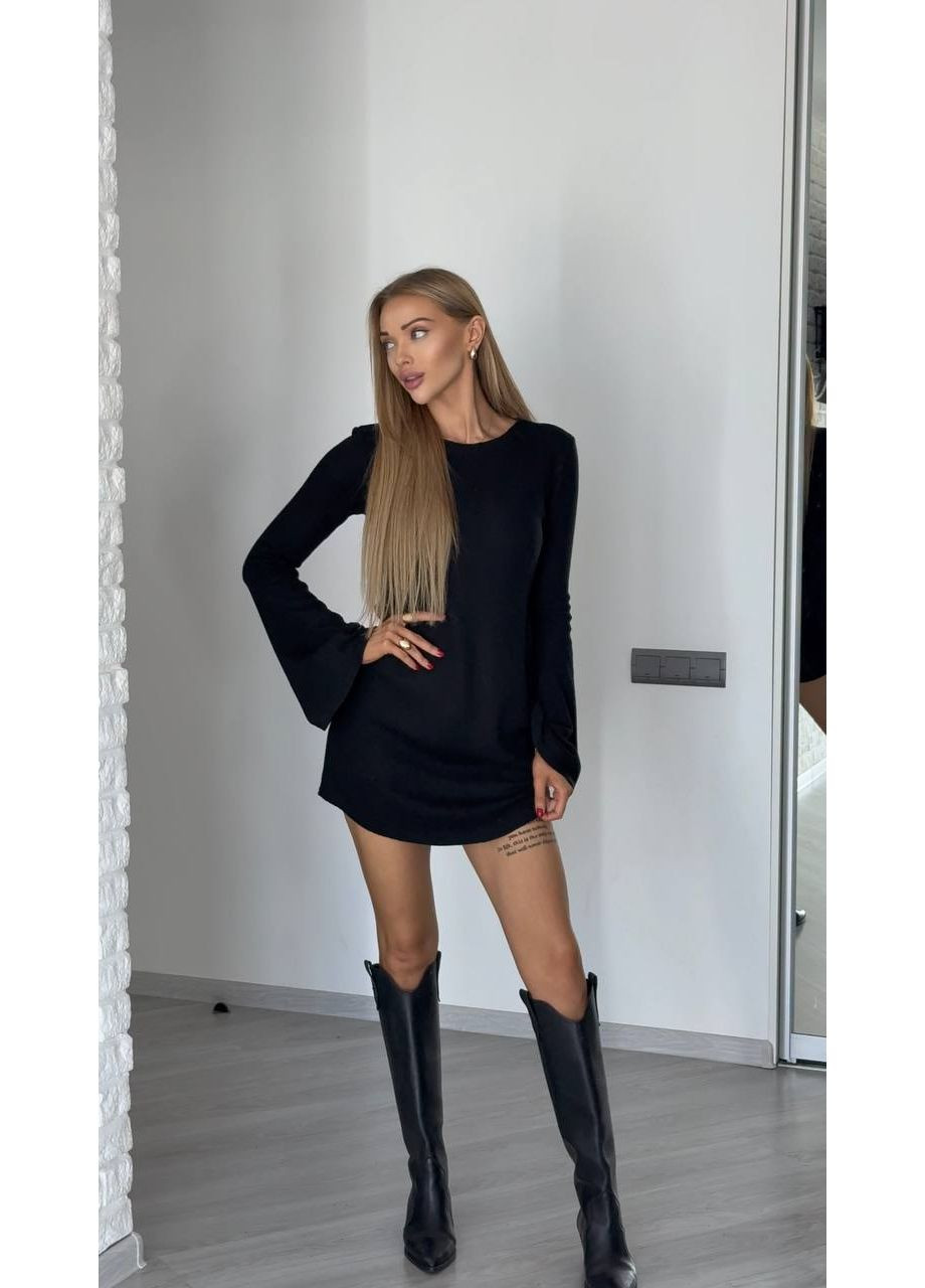 Черное вечернее женское платье длины мини из ангоры MonCher