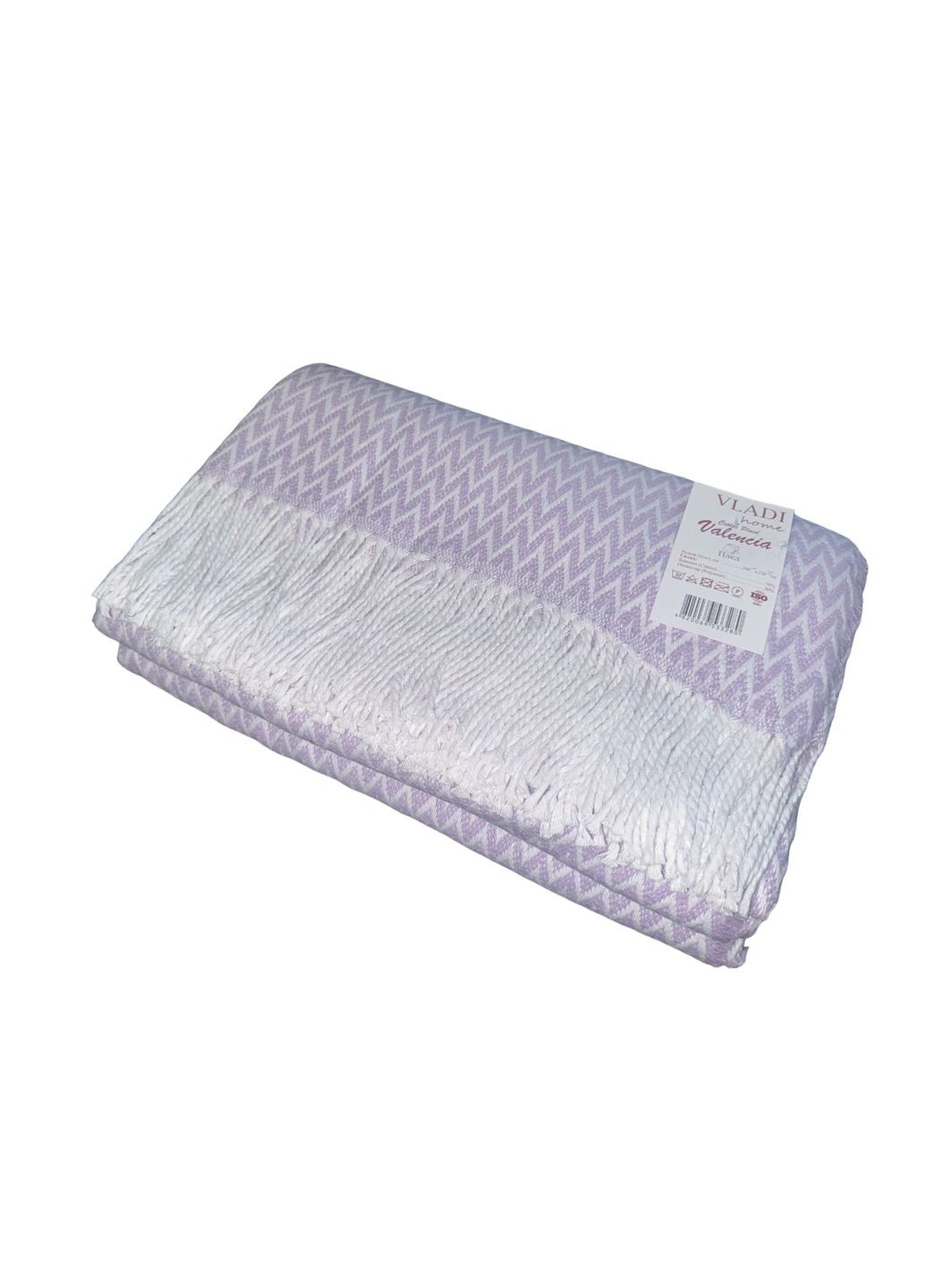 Плед хлопковый Валенсия Антонио 200х220 бело-лиловый Vladi (296119633)
