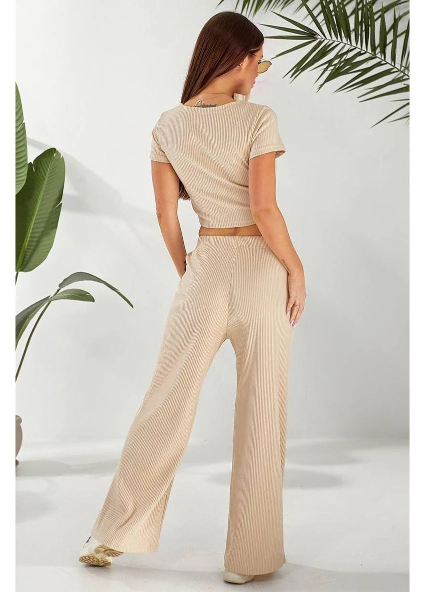 Костюм женский однотонный в рубчик,, 257R7010 No Brand (392736538)