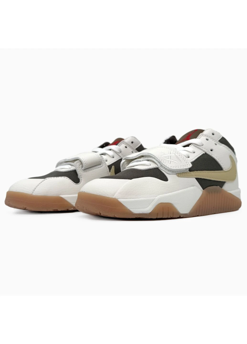 Бежевые летние кроссовки nike air jordan x travis scott jumpman jack beige/brown найк аир джордан No Brand