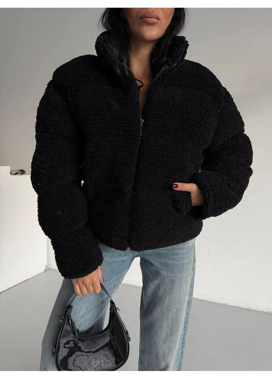 Черная зимняя теплая и стильная женская куртка No Brand