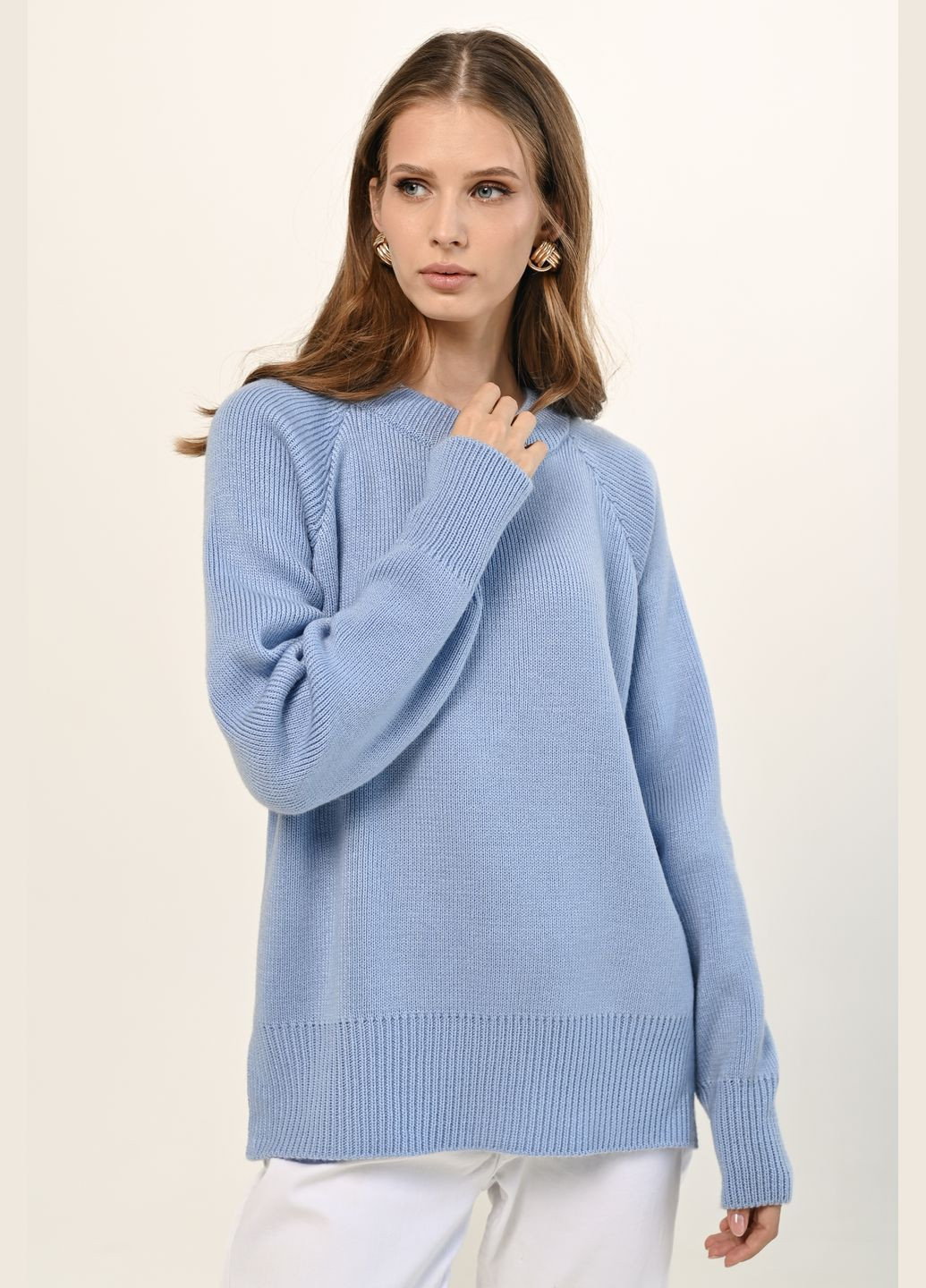 Голубой зимний свитер базовый джемпер Teplo