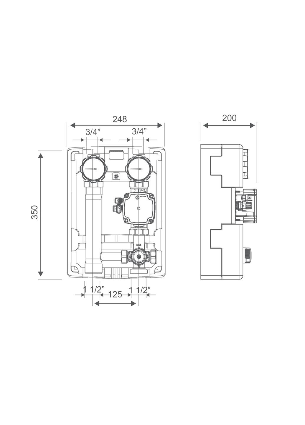 Насосная группа с ручной регулировкой и термостатическим смесителем правое подключение 1 1/2"x3/4" №R004 Icma 93R004AED5505 (341326417)