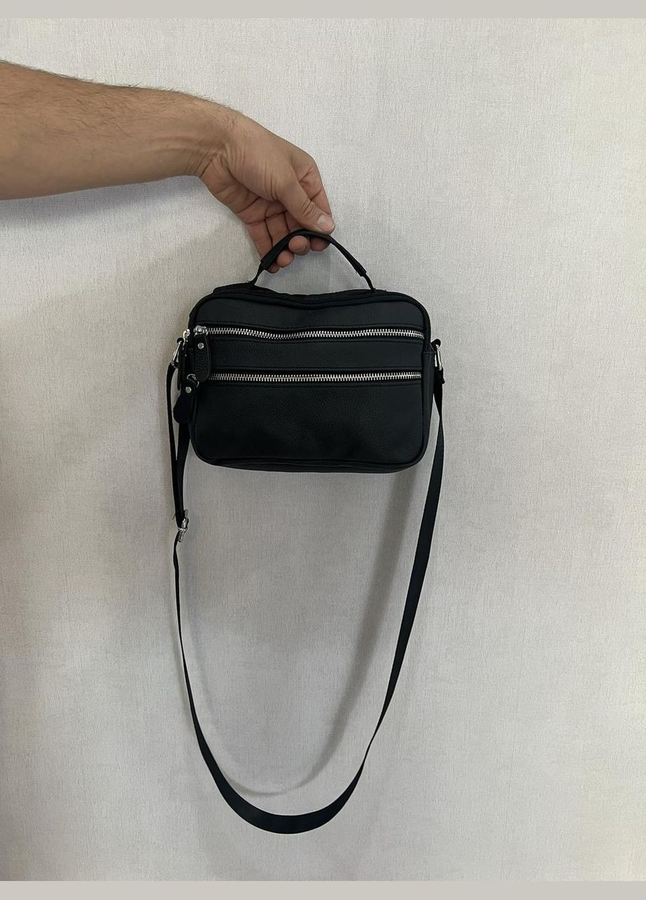 Чоловіча сумка з натуральної шкіри 3925-11BLACK чорна No Brand (370848043)