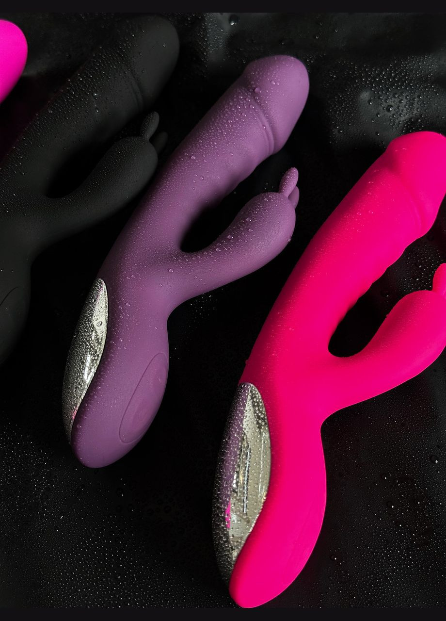 Жіночий подвійний вібратор кролик чорний стимулятор клітора і точки G No Brand (339092240)