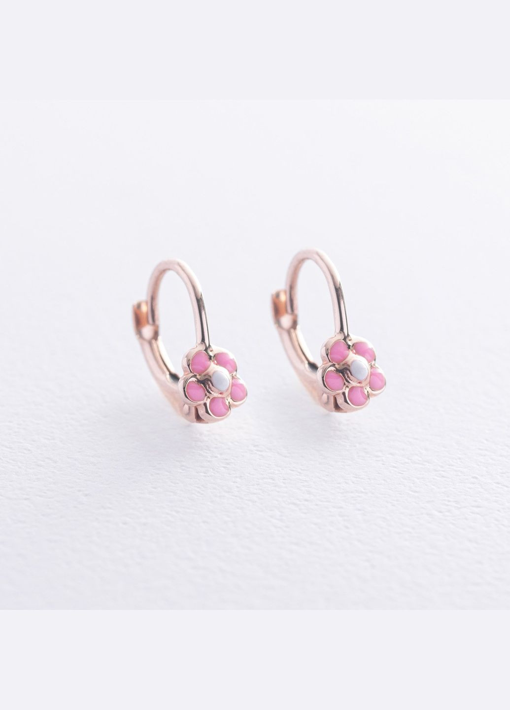 Золотые детские серьги Цветочки с эмалью с08708 Oniks (264393049)