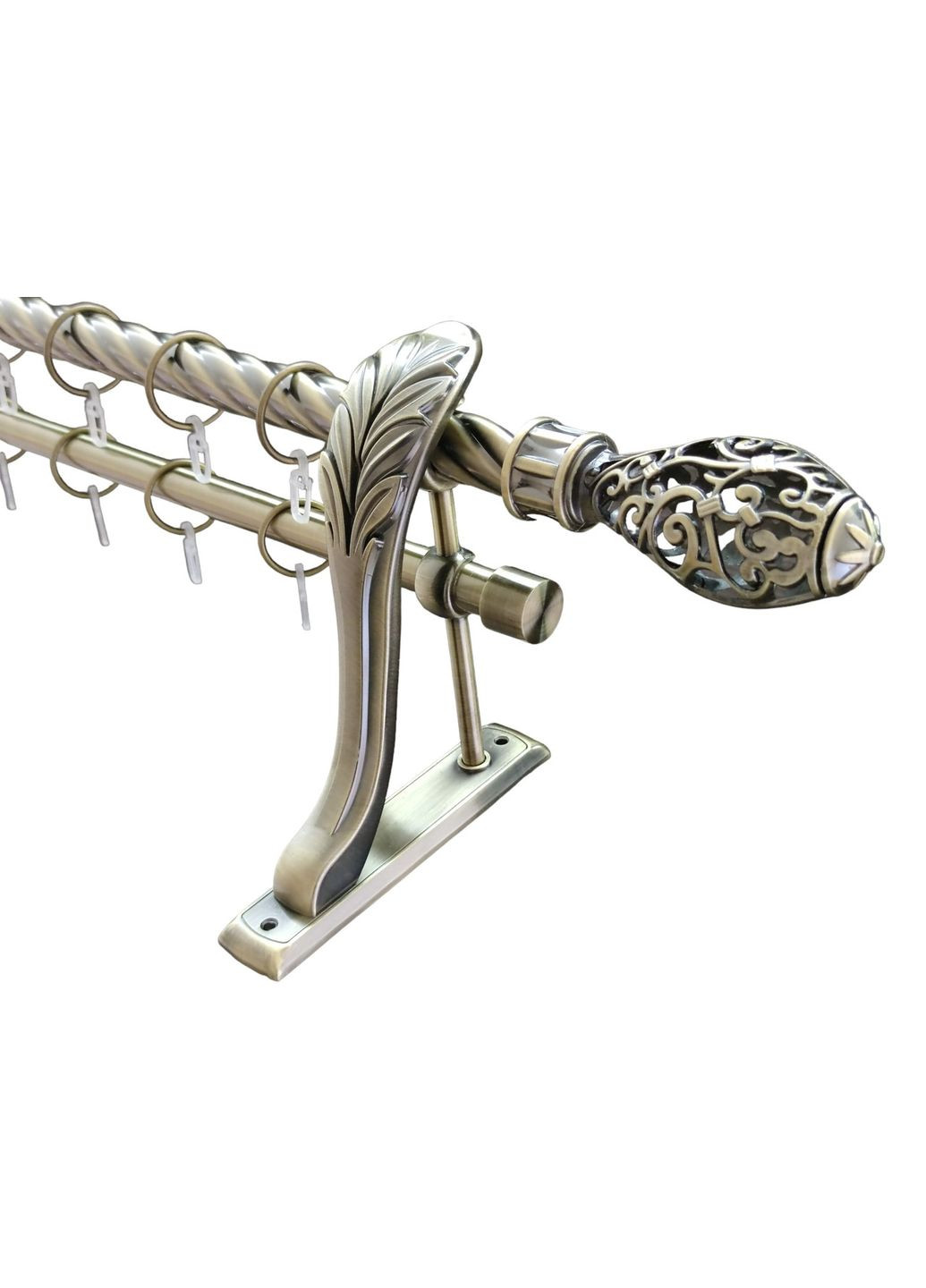 Карниз для штор Джанет металевий дворядний гладка труба кільце металеве Антик 25\19 мм 240 см ORVIT (299335624)