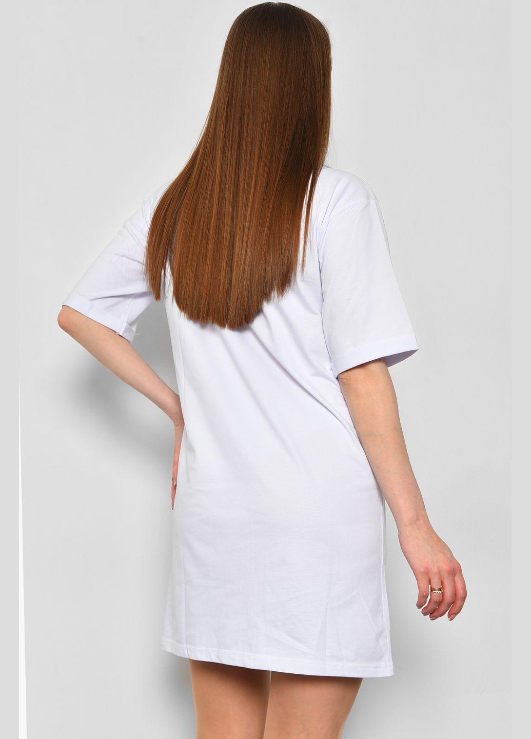 Жіноча туніка з тканини лакоста білого кольору. Let's Shop (290981391)