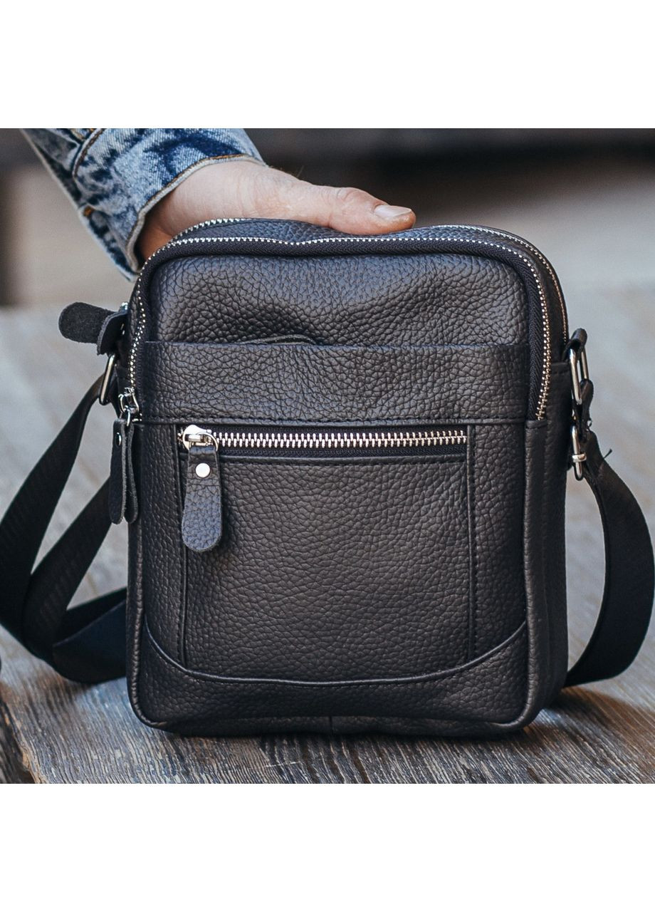 Мужская кожаная сумка через плечо черная LA3314-1BL Tiding Bag (336551889)