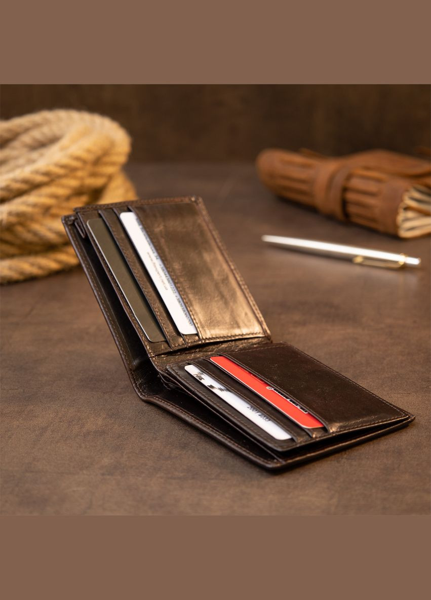 Портмоне унисекс из натуральной кожи с отделениями для карт коричневое (sku_20420) No Brand (327819320)