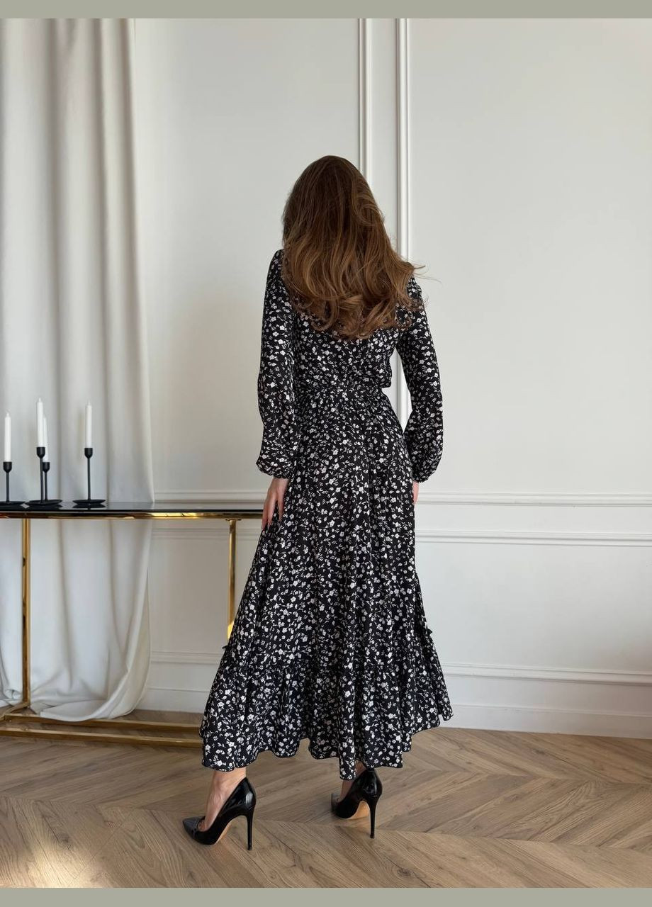 Чорна повсякденний, святковий, вечірня сукня кльош Garna з квітковим принтом
