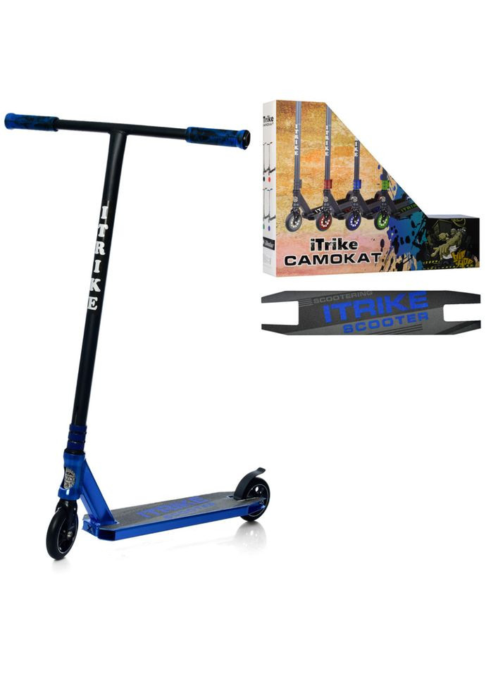 Самокат трюковый двухколесный для детей от 7 лет с полиуретановыми колесами и алюминиевой рамой iTrike (368758425)