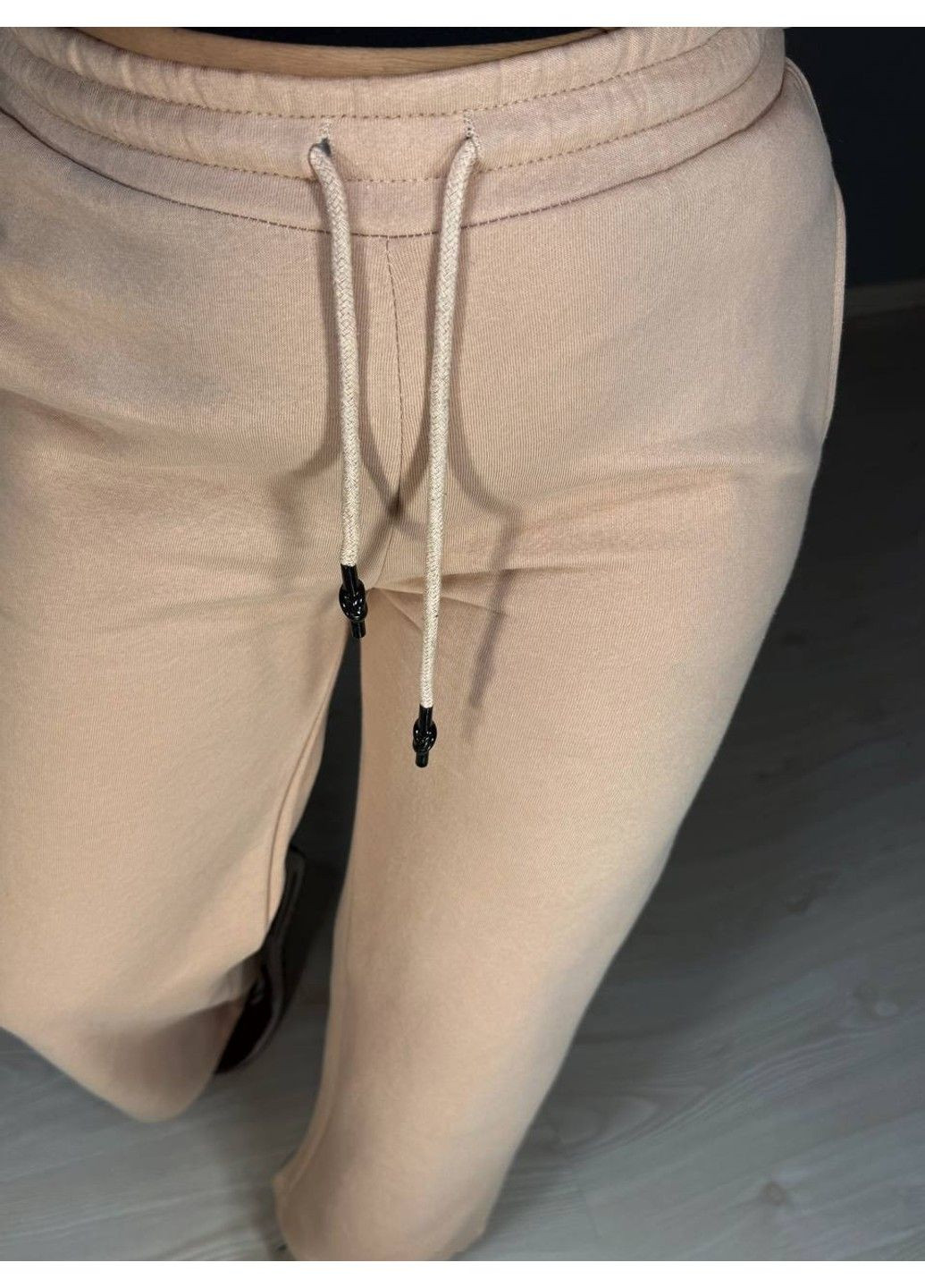 Штани жіночі 2236 спортивні кюлоти укорочені на флісі бежеві Olivia (355801376)