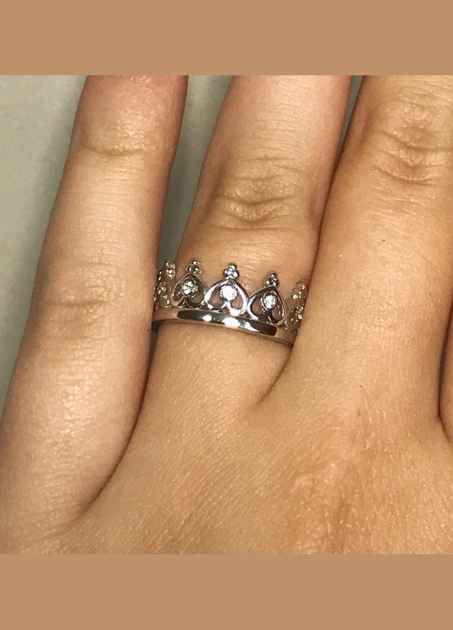 Каблучка срібна тематична Корона з маленькими білими фіанітами No Brand (362177211)