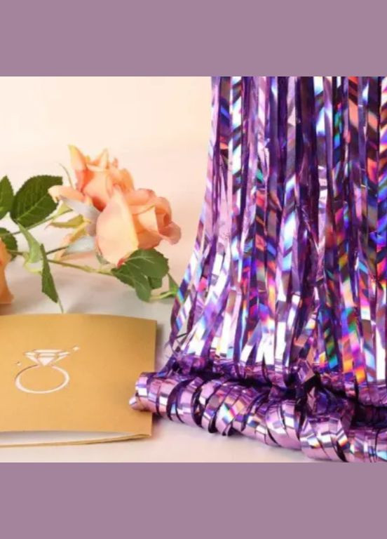 Дождик на фотозону с голограммой 1 м на 1 м сиреневый Jannet Дощик (316333882)