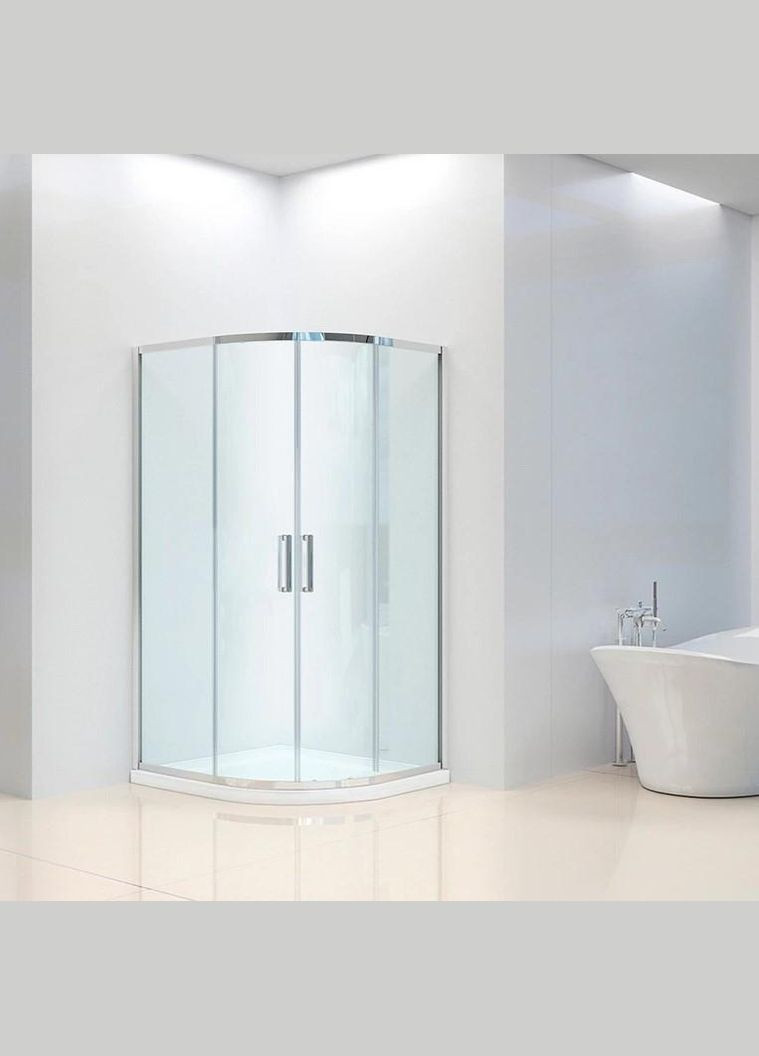 Душова кабіна A-511 80x80x190 см, двері розсувні, скло шиншила Dusel (328596693)