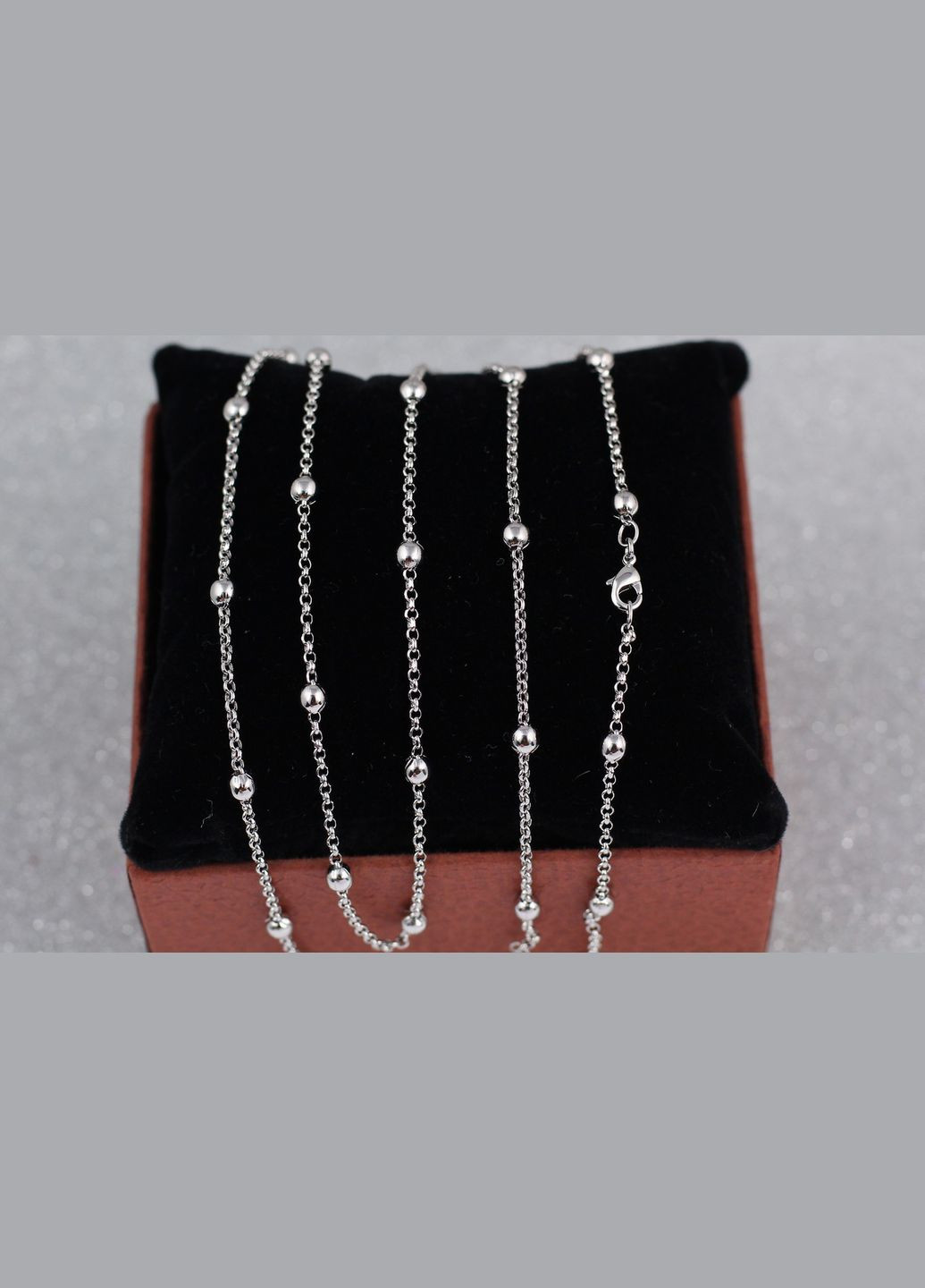 Ланцюг якірний 45 см 1 мм з кульками 4 мм сріблястий Xuping Jewelry (317269701)