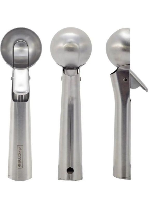 Ложка для мороженного из нержавеющей стали 18см с выталкивателем для подачи шариков десерта порционная ложка Kamille (368987444)