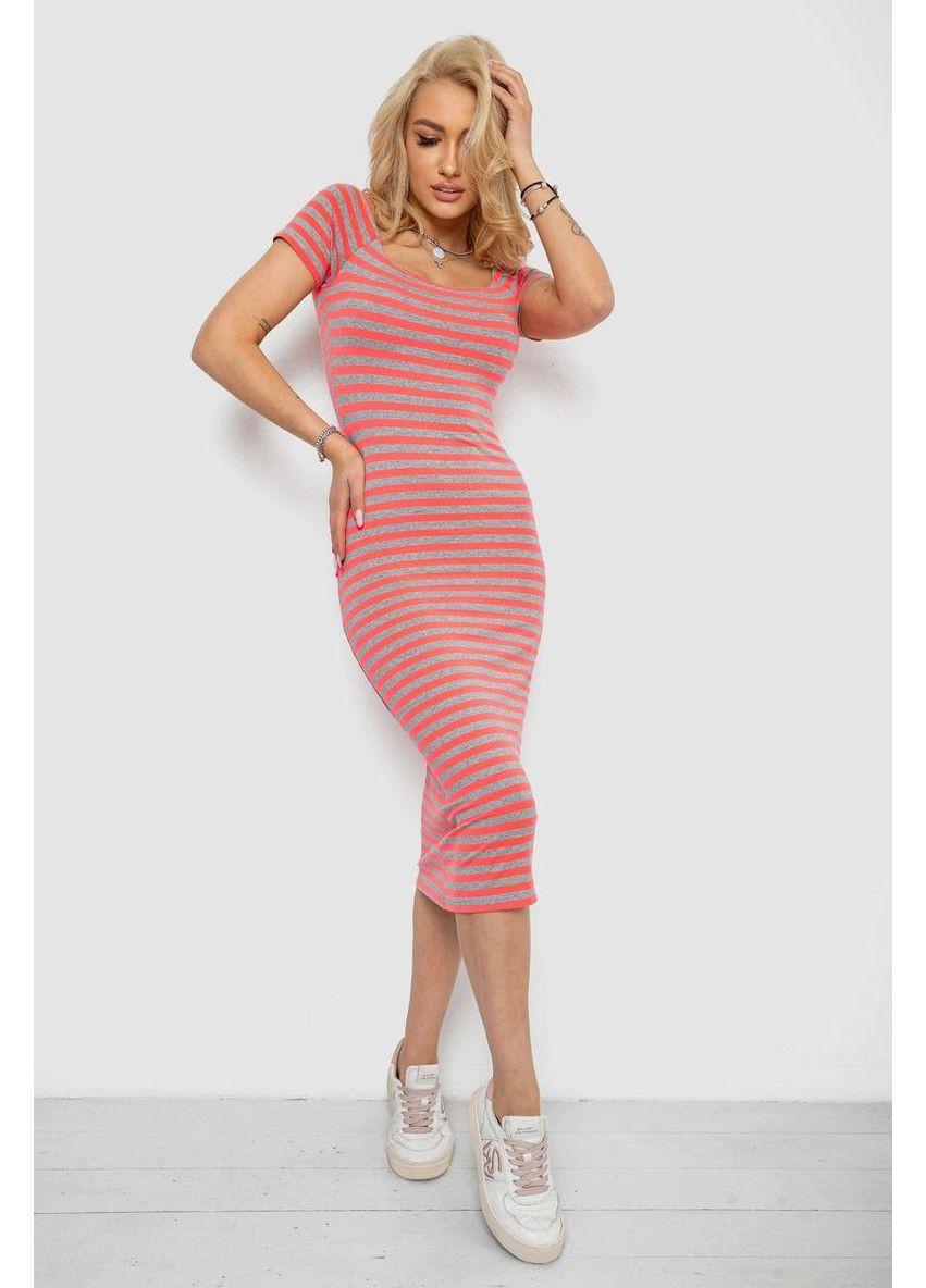 Розовое платье в полоску, цвет серо, 244r536-1 No Brand