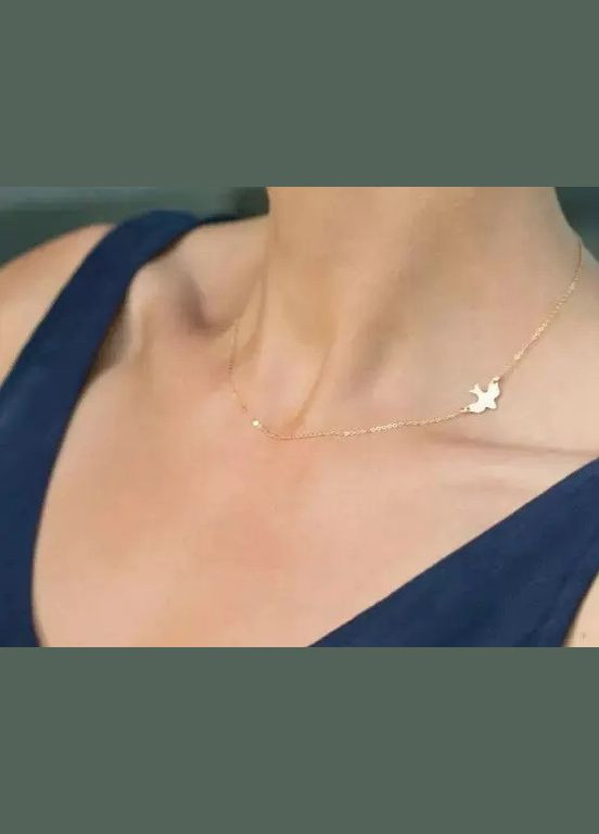 Підвіска з блакитним світом пташка кулон голубка маленьке золоте намисто No Brand (337716449)