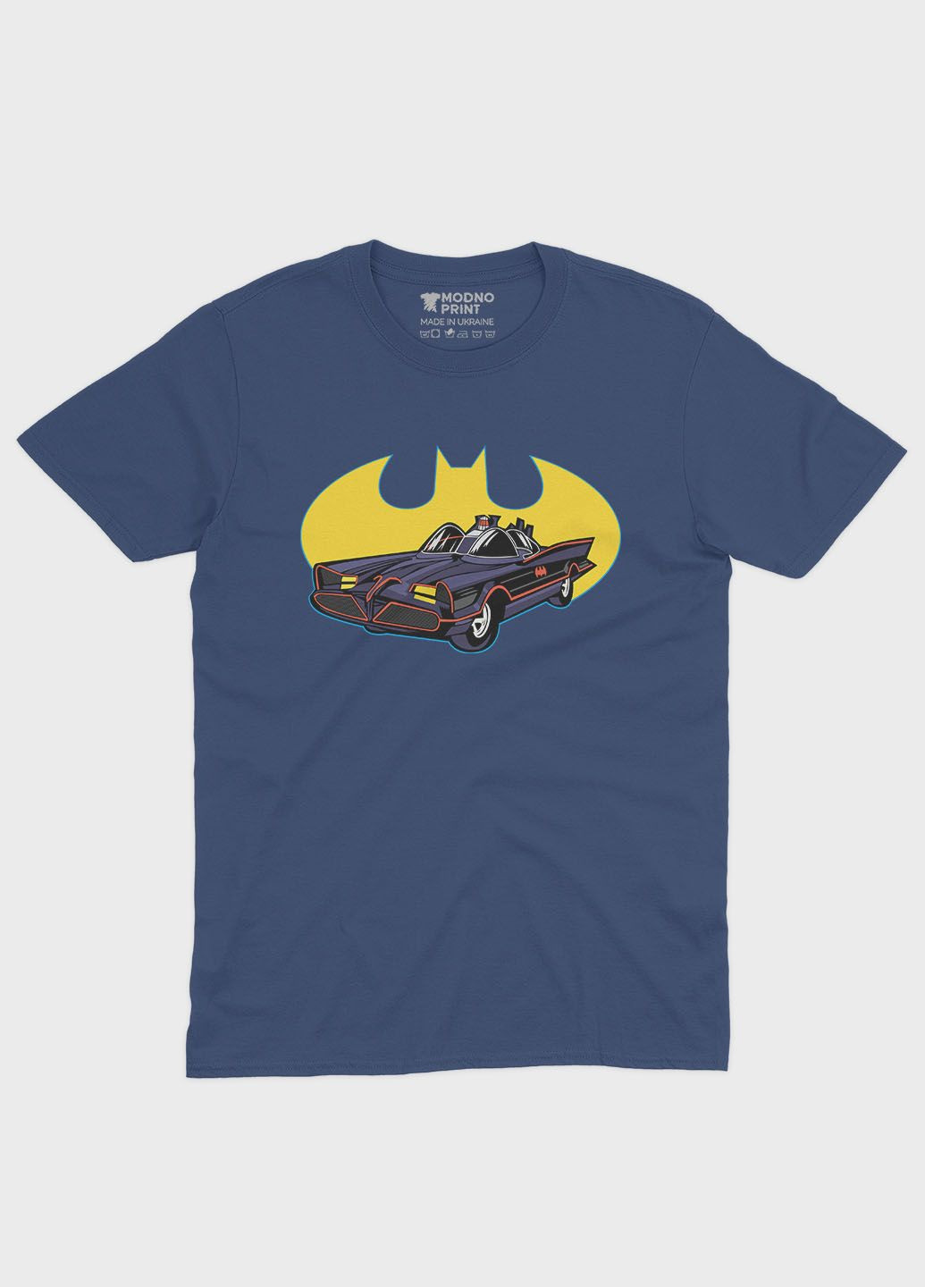 Темно-синяя демисезонная футболка для мальчика с принтом супергероя - бэтмен (ts001-1-nav-006-003-034-b) Modno