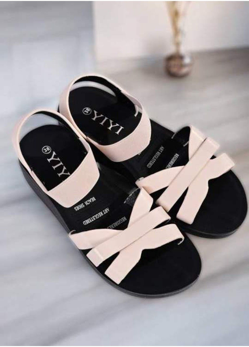 Босоніжки жіночі смужка 41 бежев YiYi (332987312)