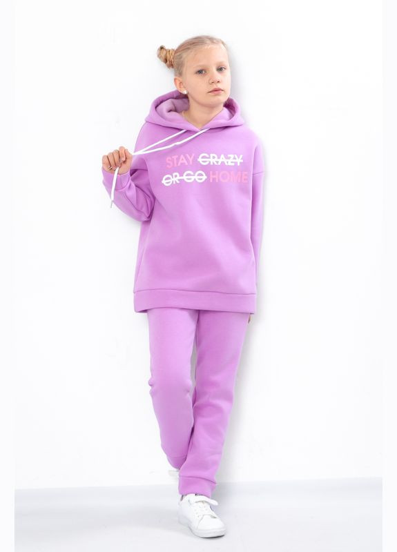 Теплий костюм з принтом для дівчинки вільного крою (худі та штани) (p-12143) Носи своє (301509759)