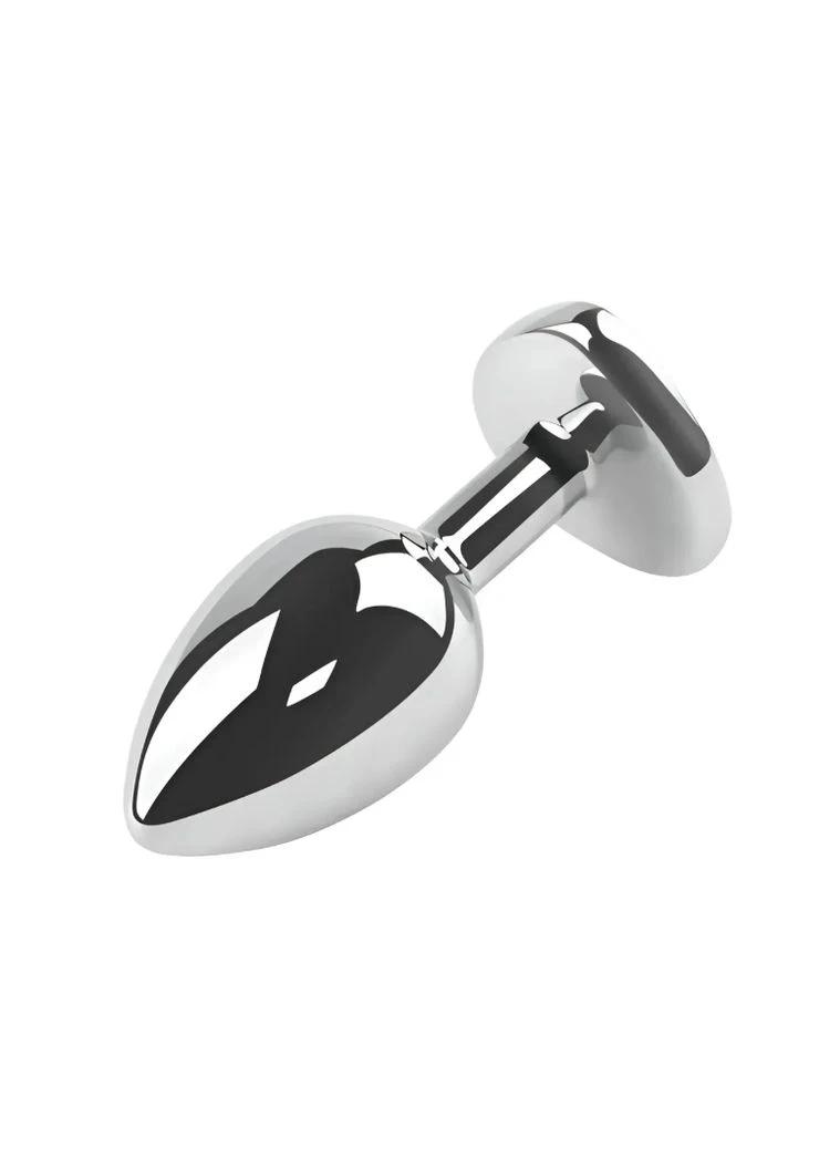 Анальная пробка с кристаллом Silver Heart Plug Pink size M Egzo (395872025)