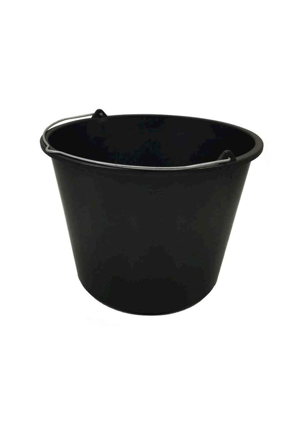 Відро господарське 16л чорне кругле з металевою ручкою (прогумоване) з мірною шкалою Kavor (360653337)