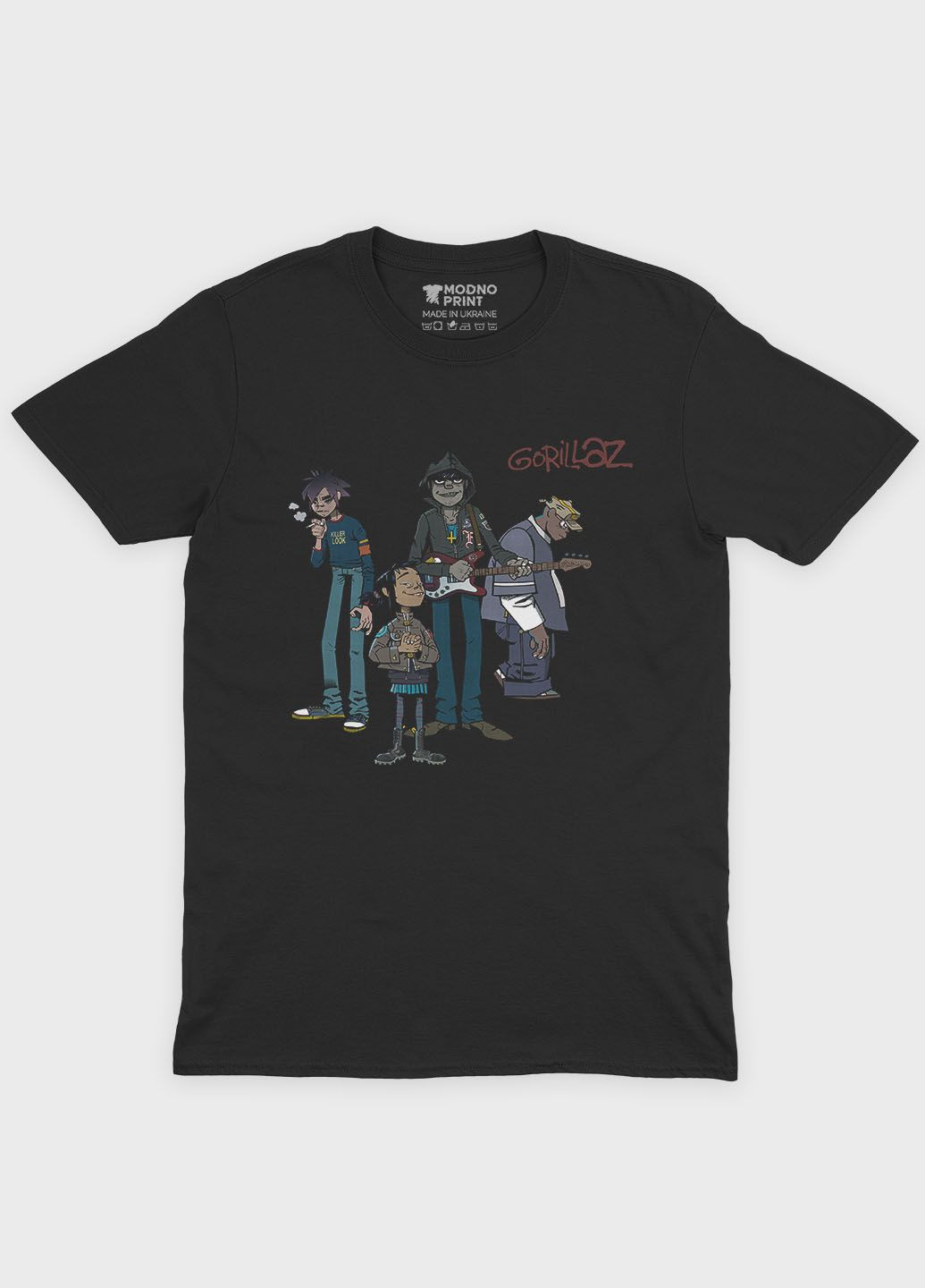 Женская футболка с рок-принтом "Gorillaz" (TS001-5-BL-004-2-363-F) Modno - (311531424)
