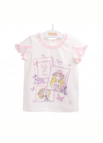 Белая летняя блузка на девочку фб 655 бемби р.80 Бембі
