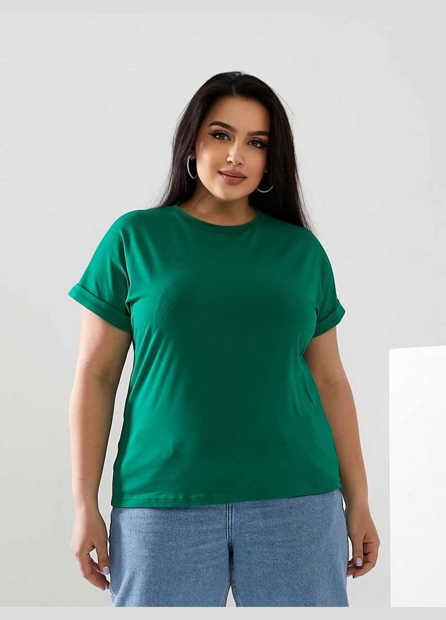 Зеленая всесезон базовая футболка с коротким рукавом No Brand