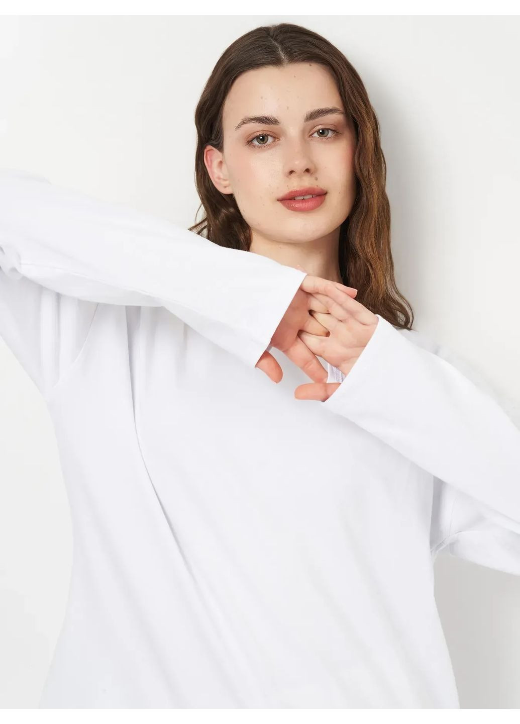 Лонгслів жіночий оверсайз, спущений рукав, колір білий HiBrand (371014177)
