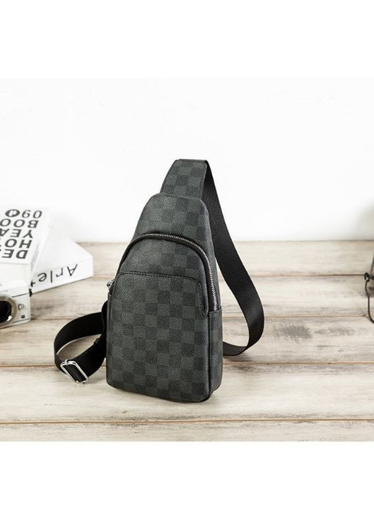 Мужская сумка бананка на грудь экокожа черная + кошелек на молнии ProDobro (365255088)