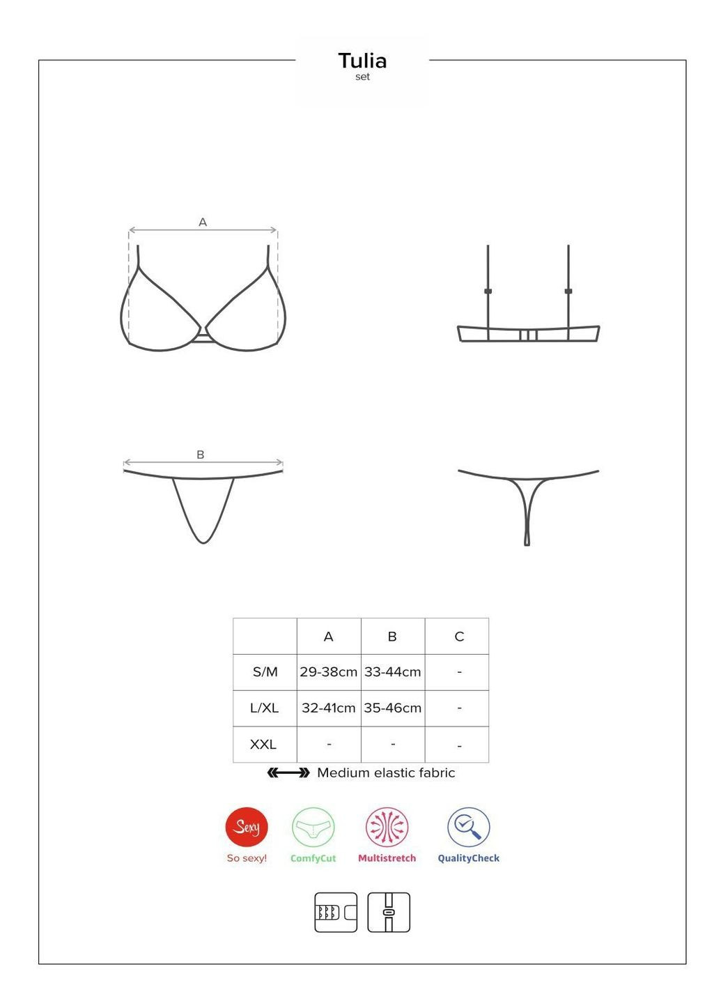 Черный демисезонный комплект (бюст+трусики) tulia set Obsessive