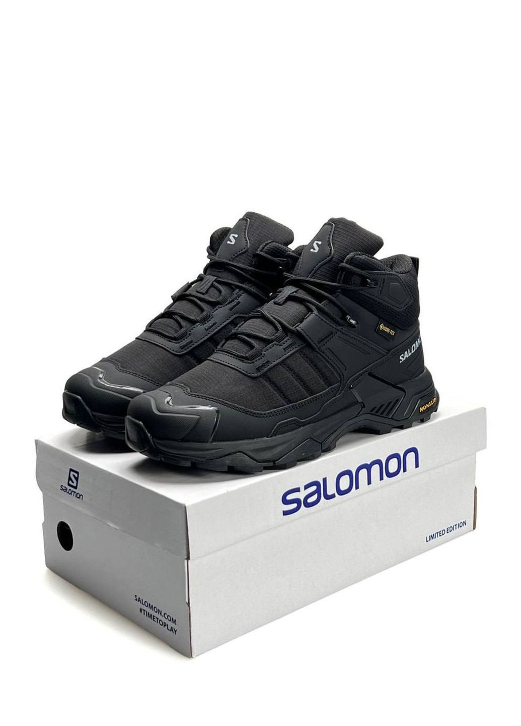 Черные спортивные, повседневные зимние кроссовки мужские salomon x No Brand