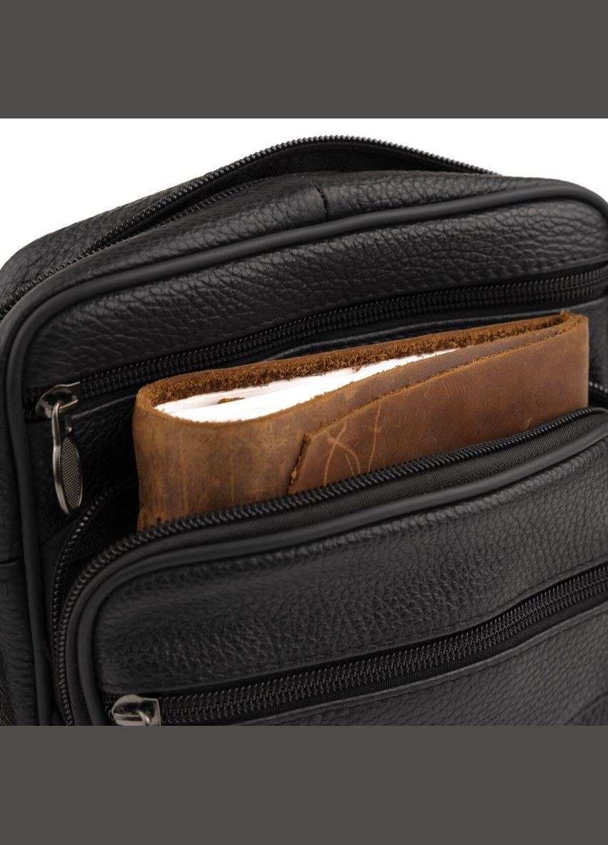 Чоловіча сумка через плече із натуральної шкіри з кишенями Vintage чорна (sku_20203) No Brand (328922257)