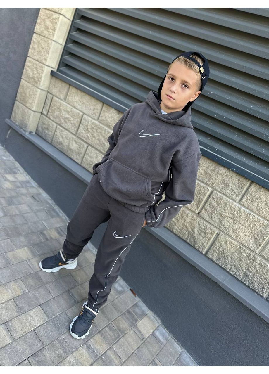 Сірий флісові костюми 🌪️хлопчик🔥 двосторонній щільний фліс No Brand